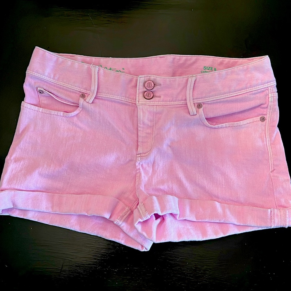 Lilly Pulitzer pink cuffed jean/denim shorts size 8. Excellent condition.